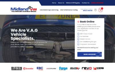 Top of the website for Midland VW