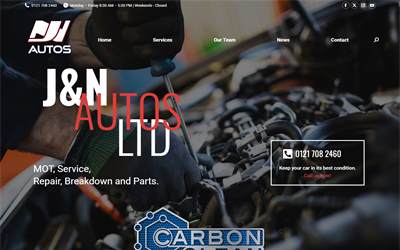 Website preview for J and N Autos LTD