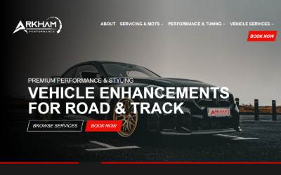 Website preview for Arkham Performance