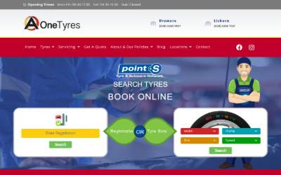 Website preview for A One Tyres