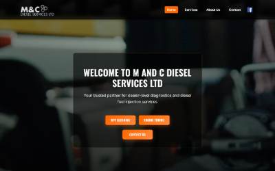Top of the website for MC Diesel services