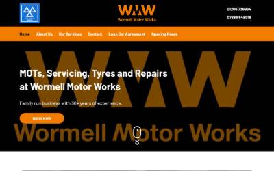Website preview for Wormell Motor Works