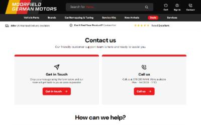 Website preview for Moorfield German Motors