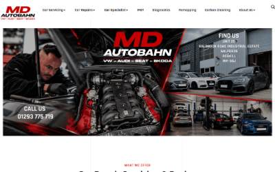 Top of the website for MD Autobahn