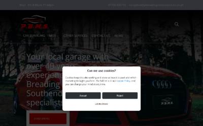 Website preview for P Breading Motor Services