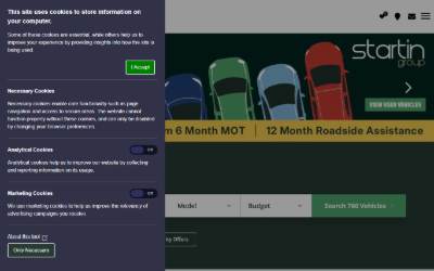 Top of the website for Startin Skoda