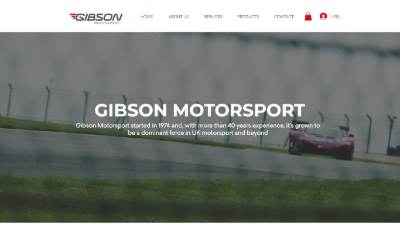 Top of the website for Gibson Motorsport