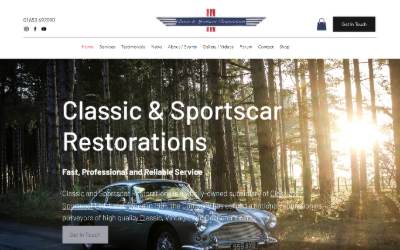 Top of the website for Classic & Sportscar Restorations