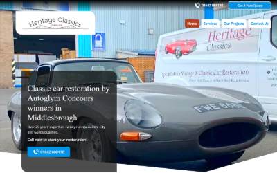 Website preview for Heritage Classics of Teesside Ltd