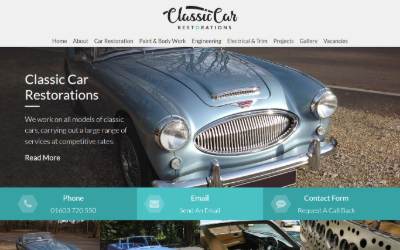 Top of the website for Classic Car Restorations