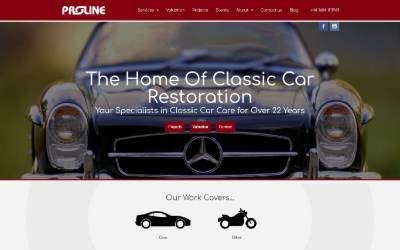 Top of the website for Proline Classic Car Restoration Northampton