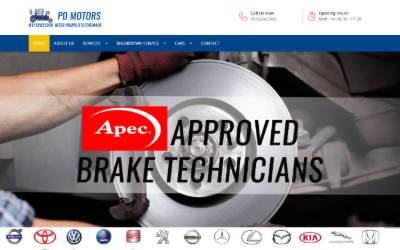 Top of the website for P & D Motors