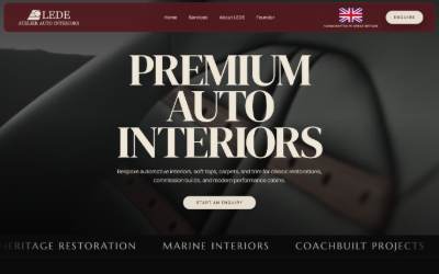 Top of the website for Lede Atelier Auto Interiors