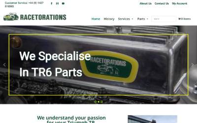 Website preview for Racetorations Ltd