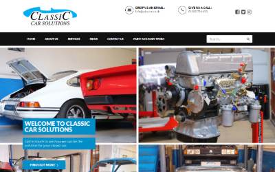 Top of the website for Classic Car Solutions Ltd