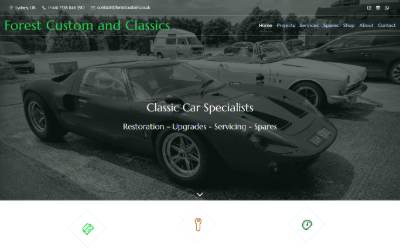 Top of the website for Forest Custom & Classics Ltd
