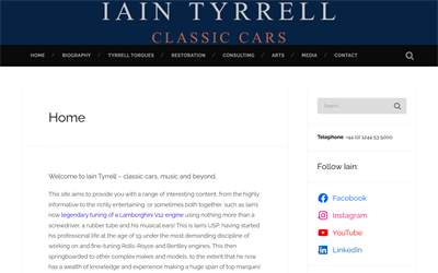 Website preview for Tyrrell's Classic Cars