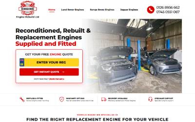 Top of the website for Engine Rebuild Ltd