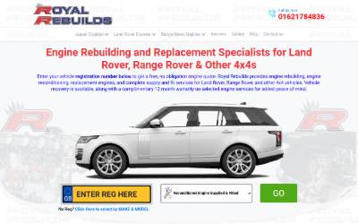 Top of the website for Royal Rebuilds