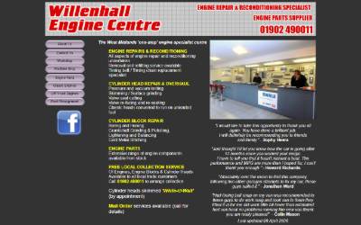 Top of the website for Willenhall Engine Centre