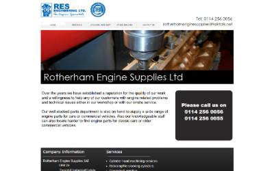 Top of the website for Rotherham Engine Supplies Ltd
