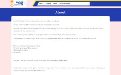 Top of the website for Sheffield engine services Ltd.