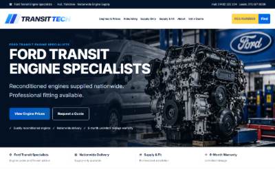 Top of the website for Transit tech engine specialists ltd