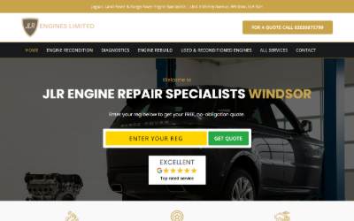 Top of the website for JLR Engine Limited