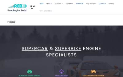 Top of the website for Race Engine Build LTD