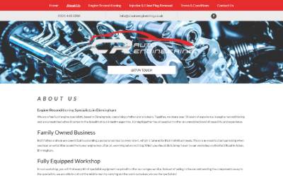 Top of the website for CR Auto Engineering