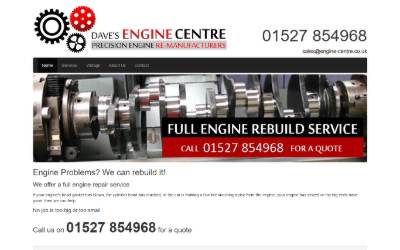 Top of the website for Dave's Engine Centre