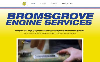 Top of the website for Bromsgrove Engine Services