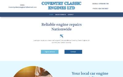 Top of the website for Coventry Classic Engines Ltd