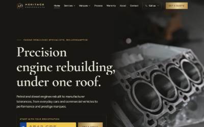 Top of the website for Heritage Performance