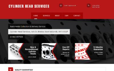 Top of the website for Cylinder Head Services