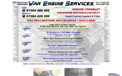 Top of the website for Van Engine Services Ltd