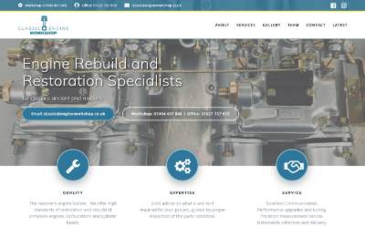 Top of the website for Classic Engine Workshop Limited