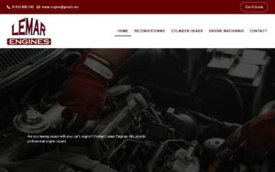 Top of the website for Lemar Engines