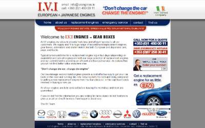 Website preview for IVI Engines Dublin Ireland