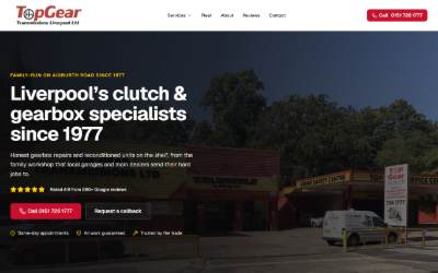 Website preview for Top Gear Transmissions Liverpool Ltd