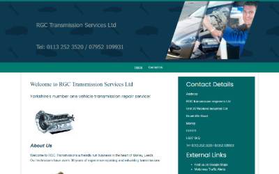 Top of the website for R G C Transmission Services Ltd