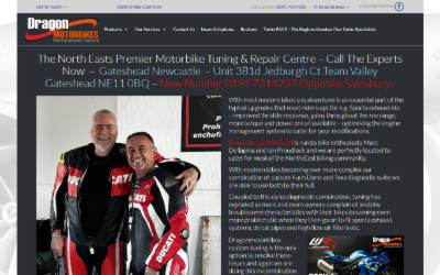 Top of the website for Dragon Motorbikes Ltd