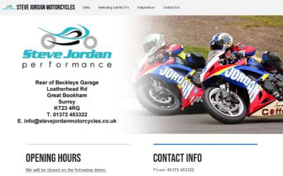 Top of the website for Steve Jordan Motorcycles