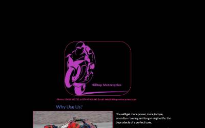 Top of the website for Hilltop Motorcycles LTD