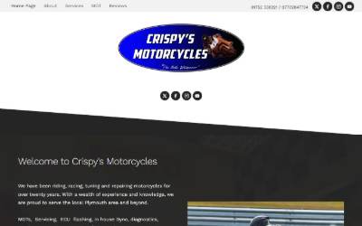 Top of the website for Crispy's Motorcycles - MOT - DYNO - Servicing