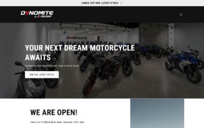 Top of the website for Dynomite Motorcycles