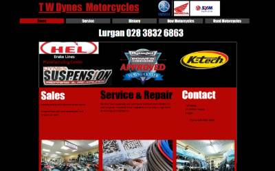 Top of the website for Dynes Motorcycles
