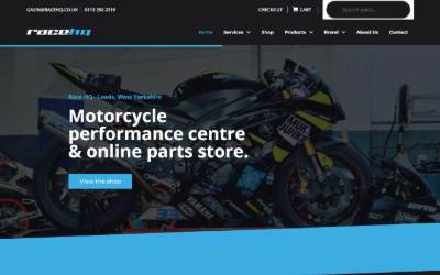 Top of the website for Race HQ