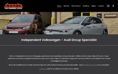 Website preview for Insane Automotive