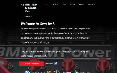 Top of the website for Gem-Tech